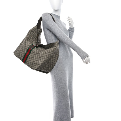 Gucci Tender GG Supreme Monogram Textured Dollar Calfskin Web Medium Jackie 1961 Crossbody Bag Beige Ebony New Acero 2 of 9
