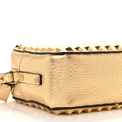 Valentino Garavani Metallic Pebbled Calfskin Rockstud Camera Crossbody Bag Gold 8 of 9