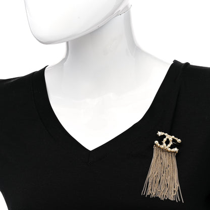 Chanel Metal Chain Fringe CC Brooch Gold 2 of 5