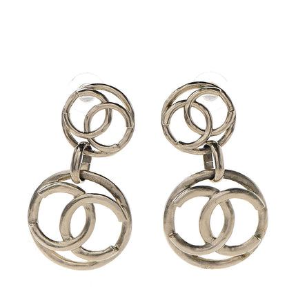 Chanel CC Hoop Drop Earrings Light Gold 1 of 5