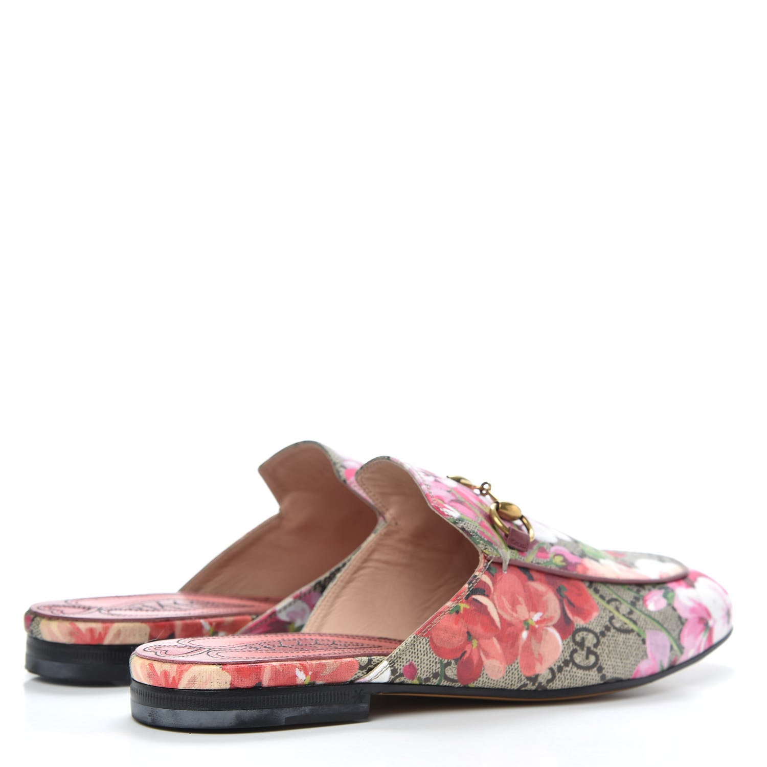 Gucci GG Supreme Monogram Blooms Womens Princetown Slippers 37 Beige Multicolor Dry Rose 4 of 8