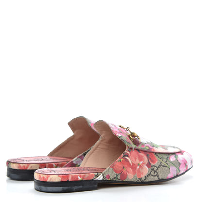 Gucci GG Supreme Monogram Blooms Womens Princetown Slippers 37 Beige Multicolor Dry Rose 4 of 8