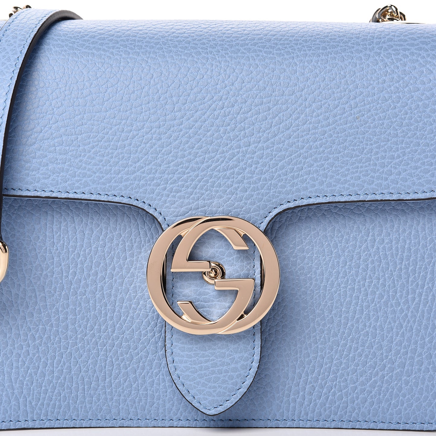 Dollar Calfskin Small Interlocking G Shoulder Bag Mineral Blue