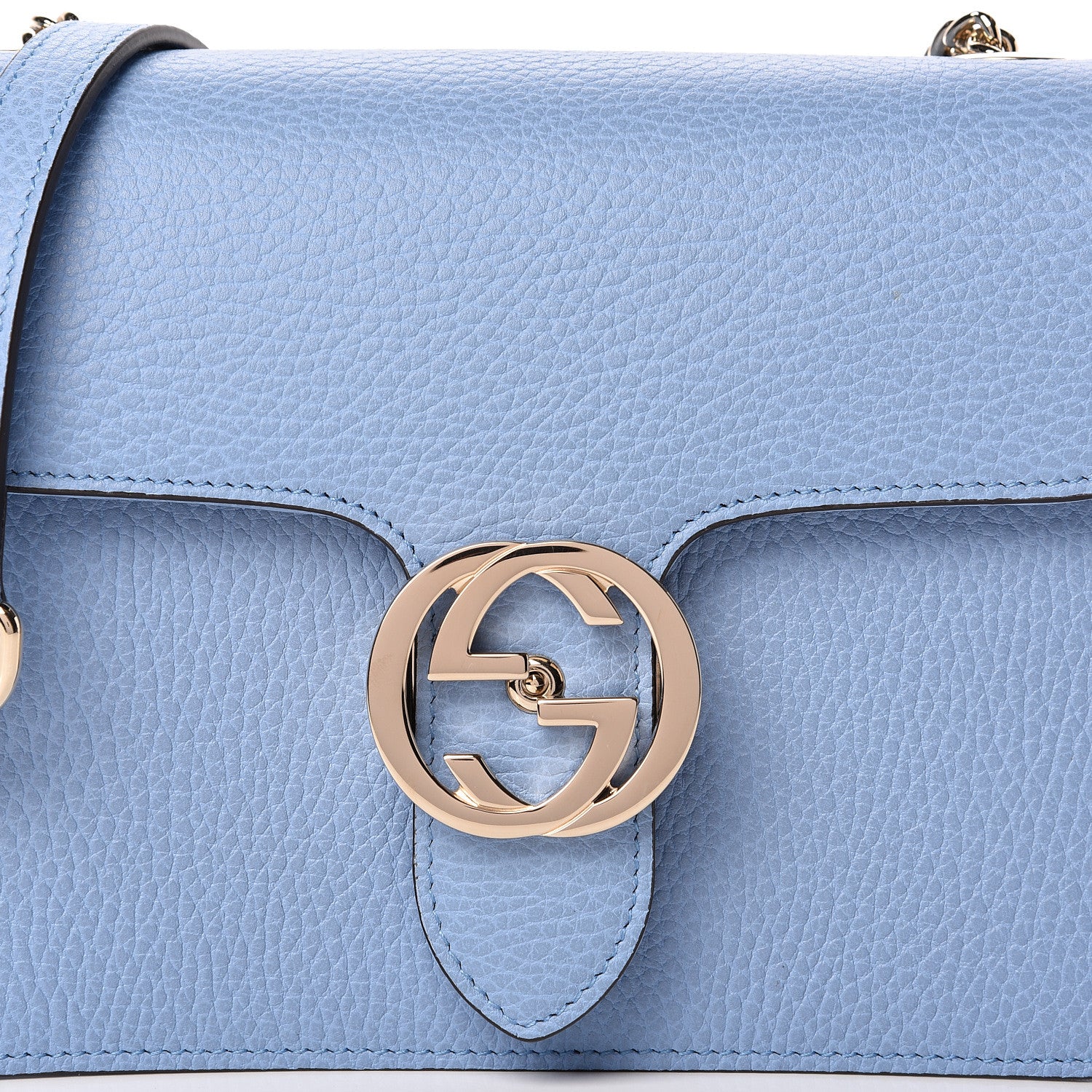 Gucci Dollar Calfskin Small Interlocking G Shoulder Bag Mineral Blue 8 of 10