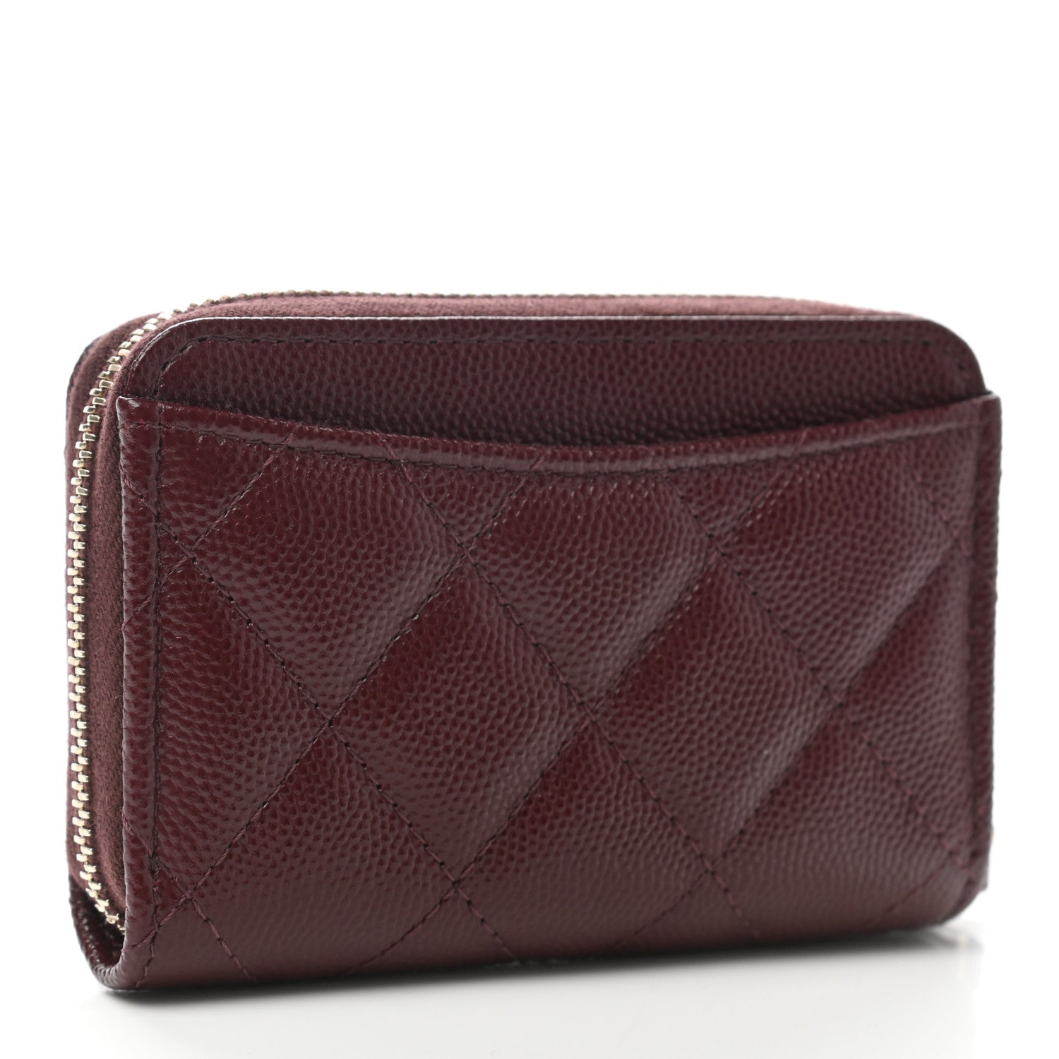 Chanel Caviar Quilted Zip Around Coin Purse Burgundy 3 of 7