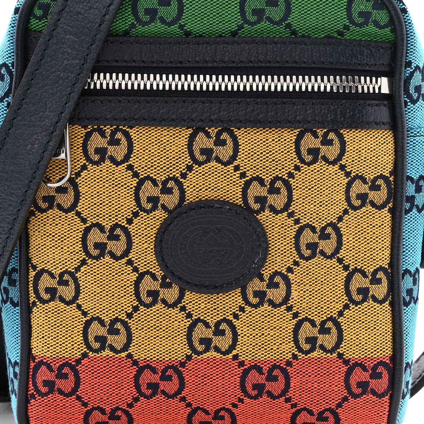 Monogram Multicolor Mini Retro Interlocking G Messenger Blue Rainbow Light Blue