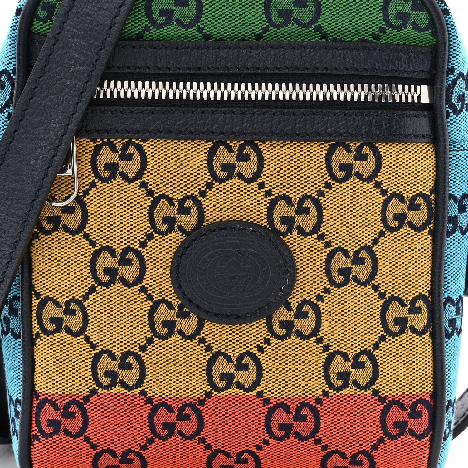 Gucci Monogram Multicolor Mini Retro Interlocking G Messenger Blue Rainbow Light Blue 8 of 10