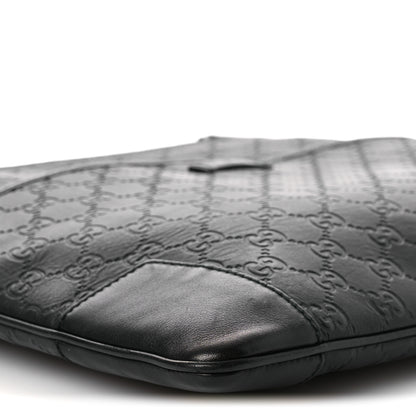 Gucci Guccissima Flat Messenger Bag Black 9 of 11