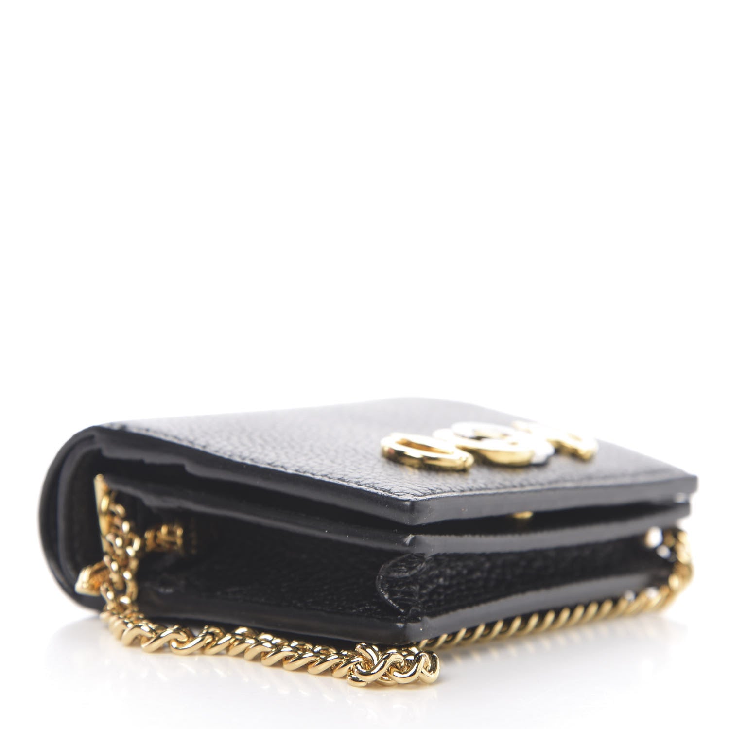 Gucci Grainy Calfskin Zumi Chain Card Case Wallet Black 3 of 9