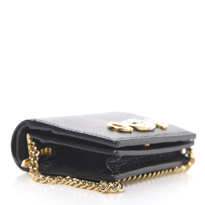 Gucci Grainy Calfskin Zumi Chain Card Case Wallet Black 3 of 9