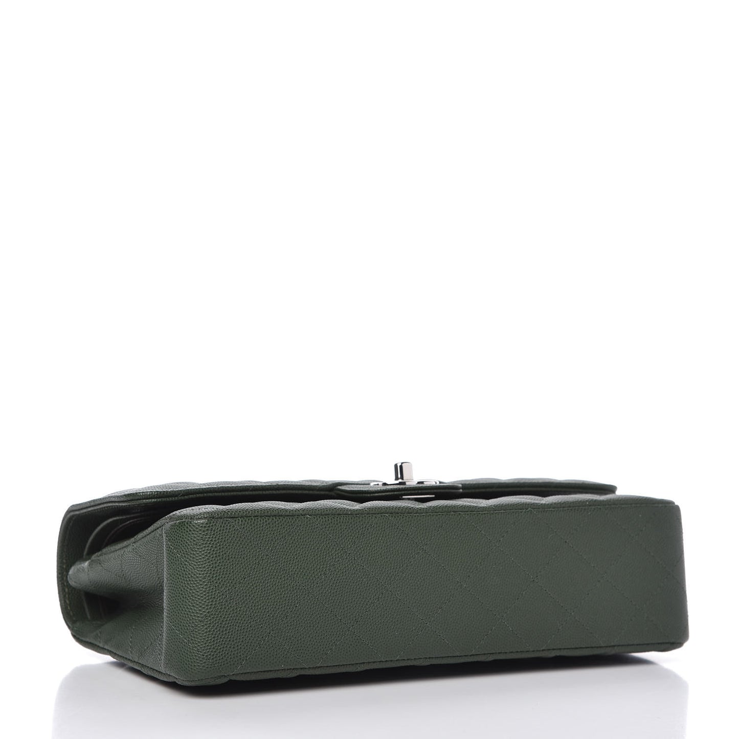Caviar Quilted Medium Double Flap Dark Green