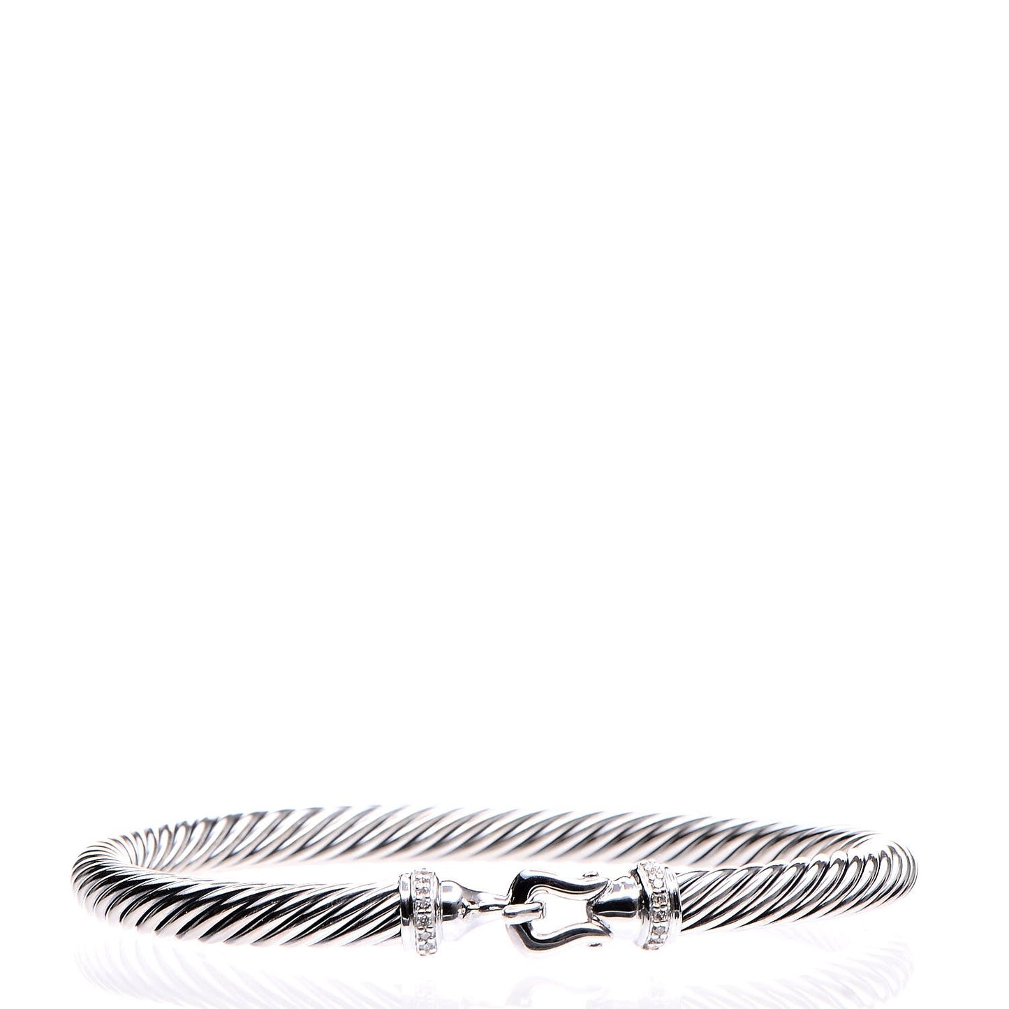 Sterling Silver Diamond 5mm Cable Buckle Bracelet