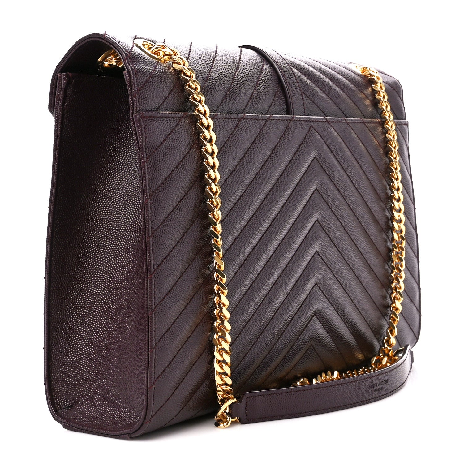 Saint Laurent Grain De Poudre Matelasse Chevron Large Monogram Satchel Rouge Legion 3 of 11