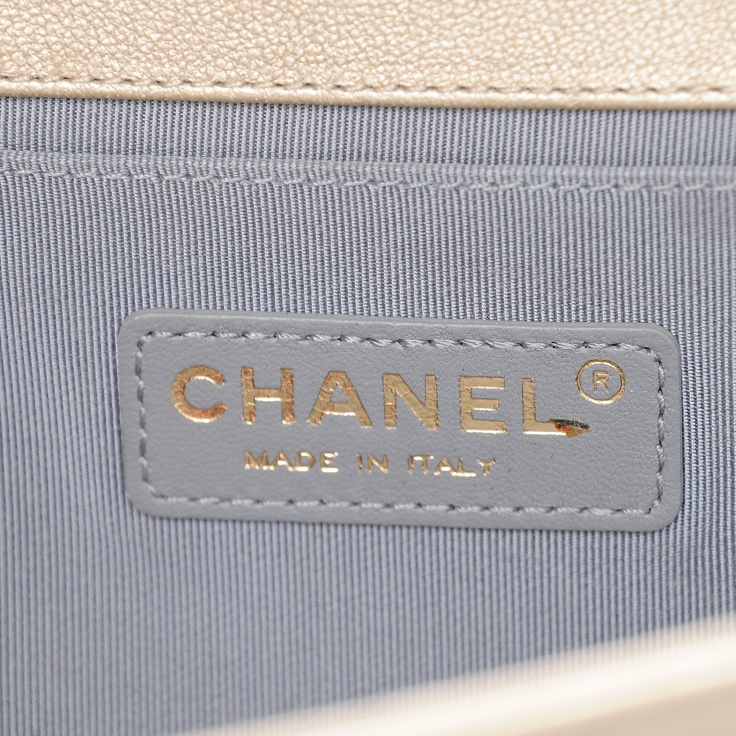 Metallic Lambskin Medium Golden CC Boy Flap Dark Gold
