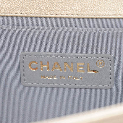 Chanel Metallic Lambskin Medium Golden CC Boy Flap Dark Gold 6 of 8