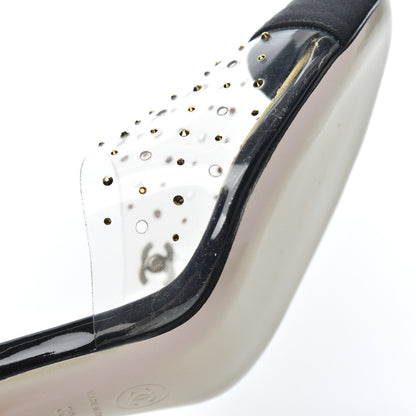 Chanel PVC Studded Grosgrain Cap Toe Pumps 38 Transparent Black 9 of 14