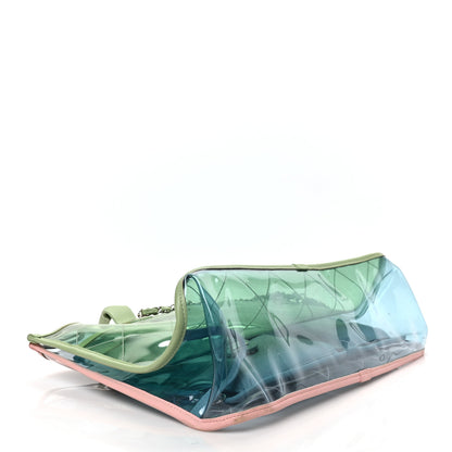Chanel PVC Lambskin Stitched Medium Coco Splash Shopping Bag Blue Green 4 of 7