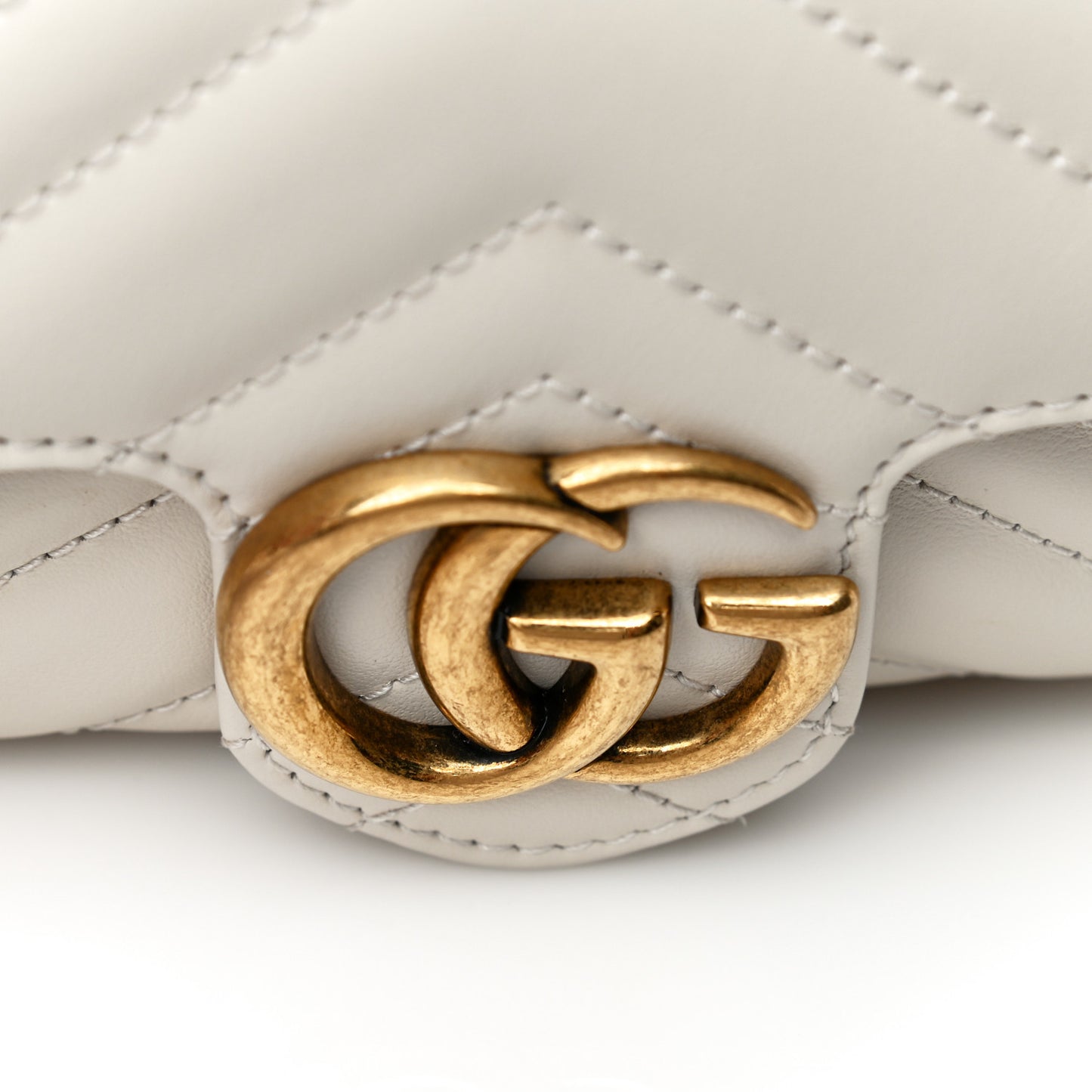 Calfskin Matelasse Super Mini GG Marmont Shoulder Bag White
