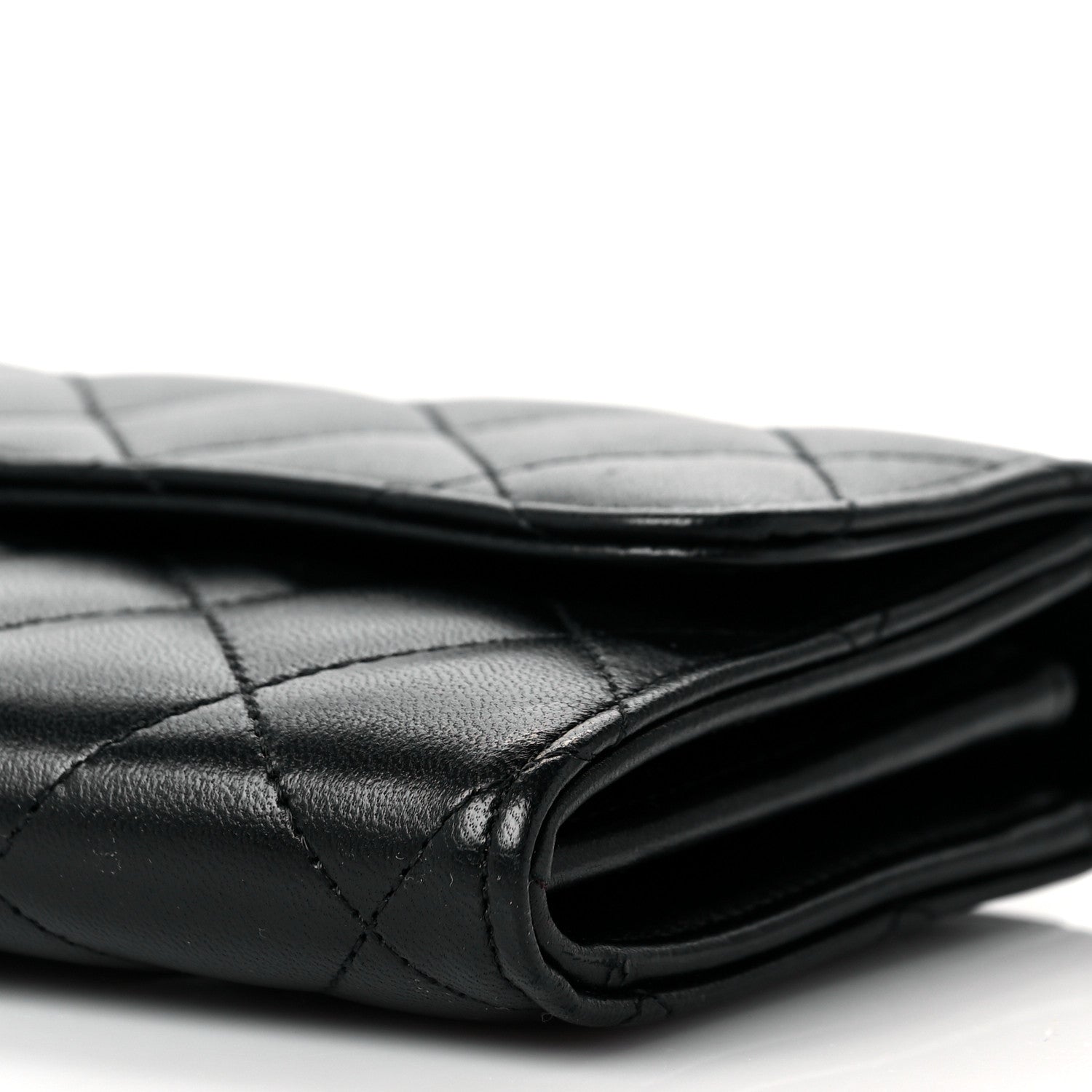 Chanel Lambskin Quilted Large Gusset Flap Wallet Black 9 of 9