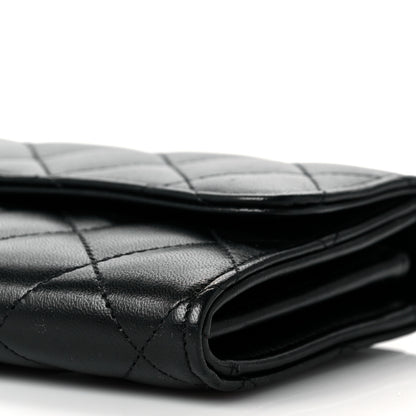 Chanel Lambskin Quilted Large Gusset Flap Wallet Black 9 of 9