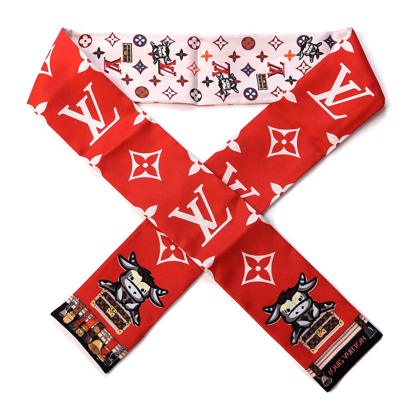 Silk Monogram Rodeo Bandeau Red