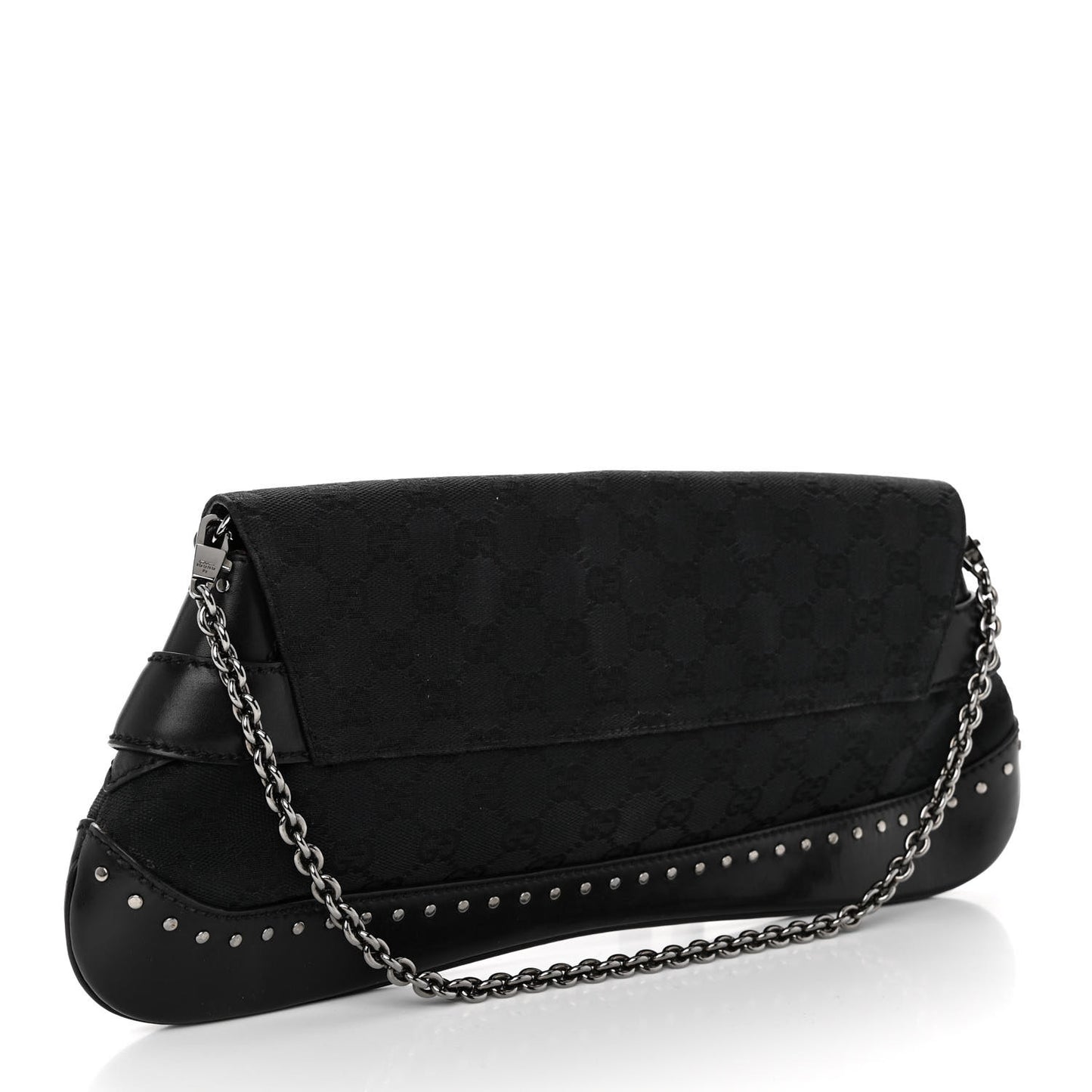 Monogram Studded Horsebit Clutch Black
