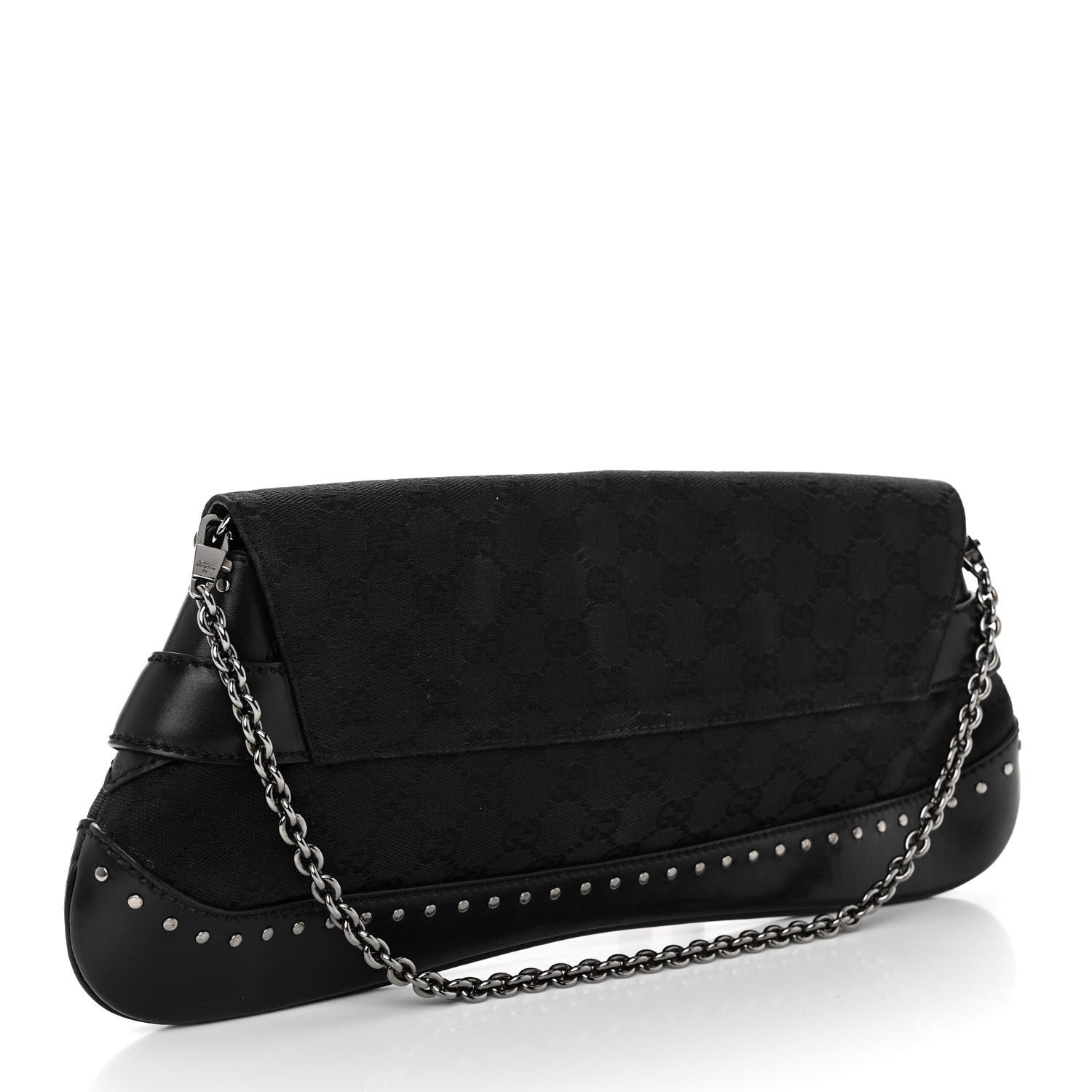 Gucci Monogram Studded Horsebit Clutch Black 3 of 11