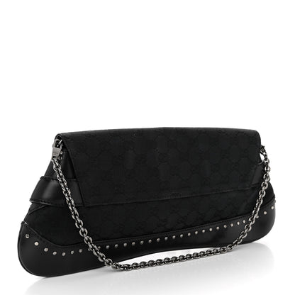 Gucci Monogram Studded Horsebit Clutch Black 3 of 11