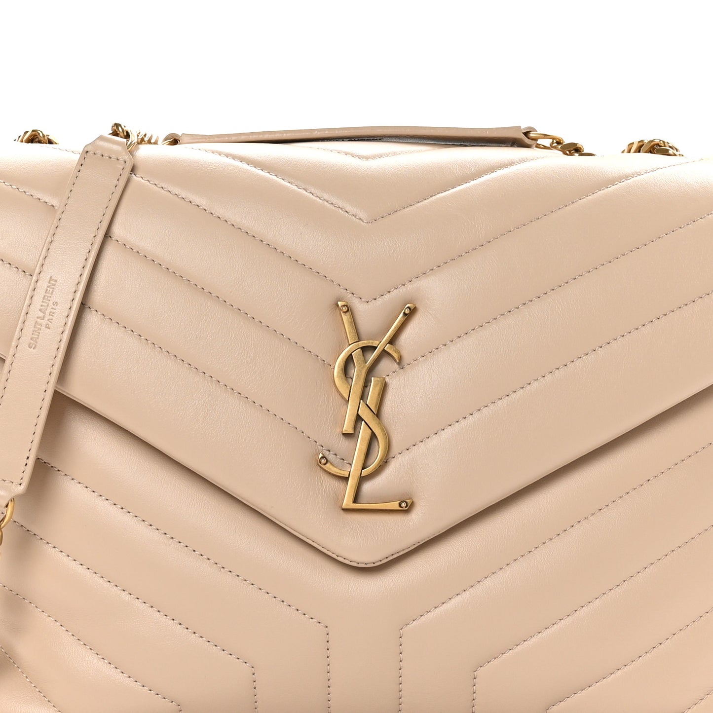 Calfskin Y Quilted Monogram Medium Loulou Chain Satchel Nude Powder