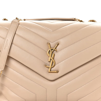Saint Laurent Calfskin Y Quilted Monogram Medium Loulou Chain Satchel Nude Powder 9 of 11