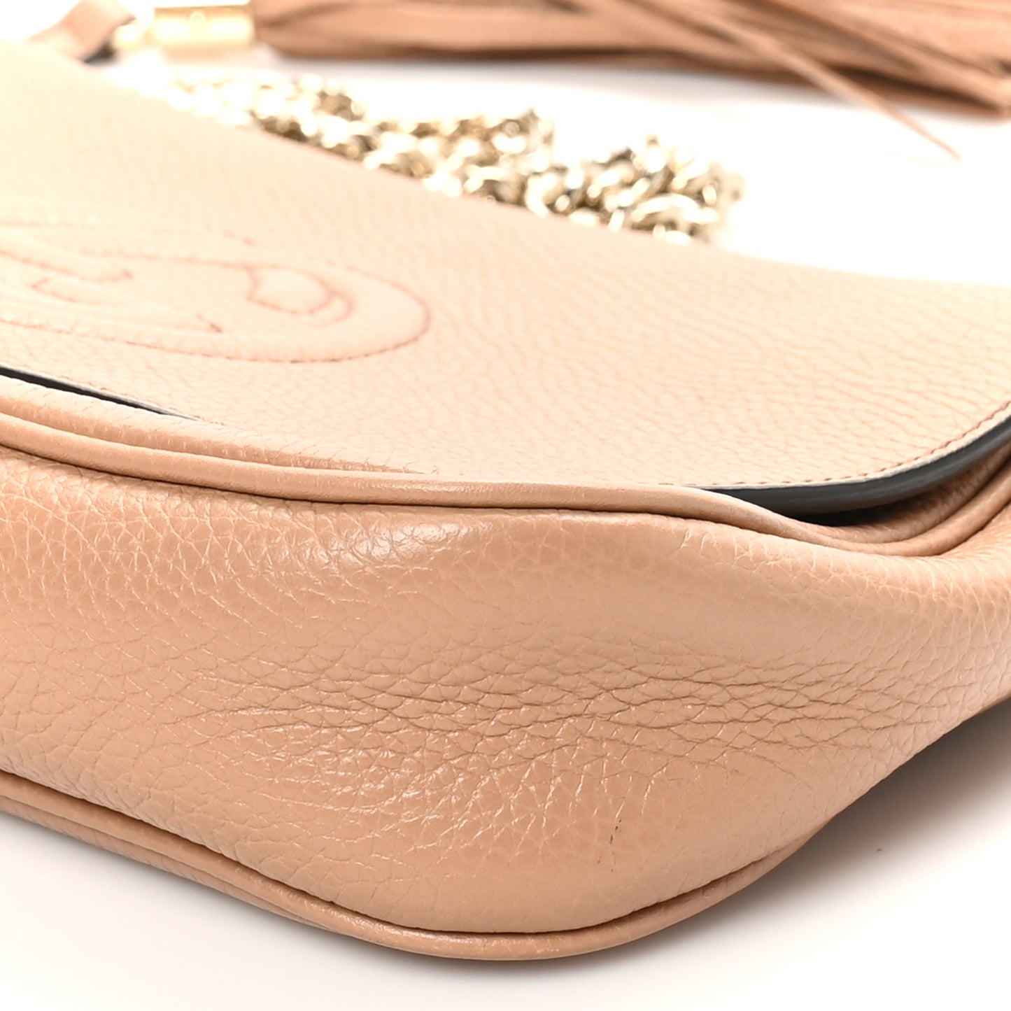 Pebbled Calfskin Medium Soho Flap Crossbody Camelia