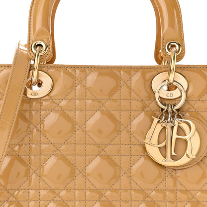 Christian Dior Patent Cannage Medium Lady Dior Beige 8 of 10