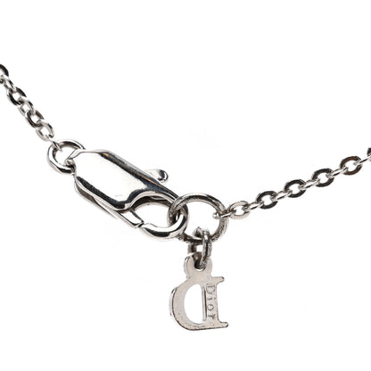 Christian Dior Crystal Logo Necklace Silver 4 of 4