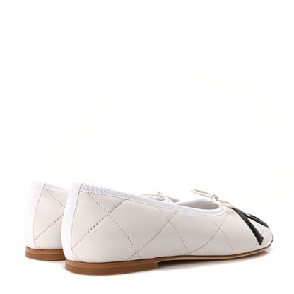 Chanel Lambskin Quilted CC Cambon Ballet Flats 35 White Black 5 of 10