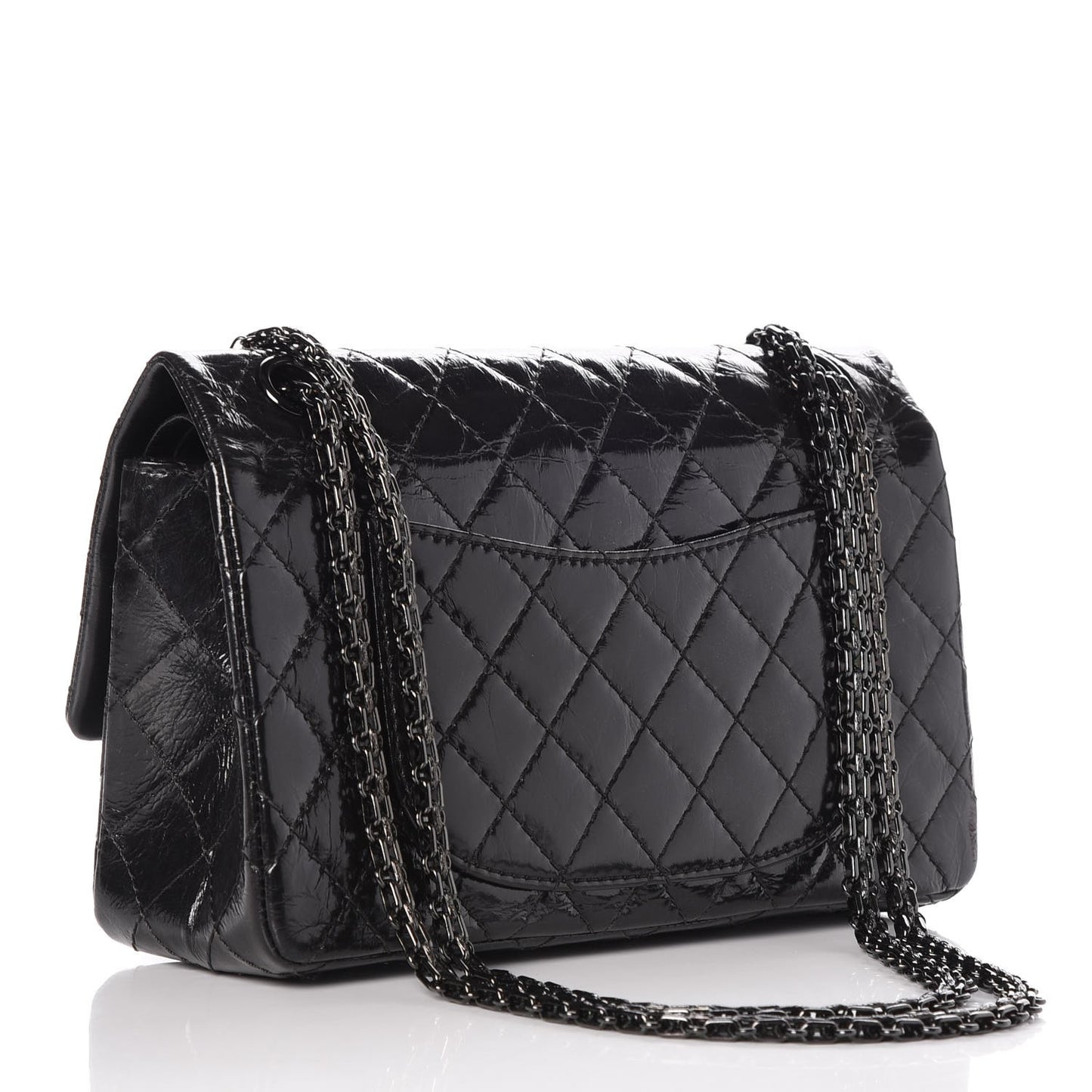 Glazed Calfskin Quilted 2.55 Reissue 225 Flap Black