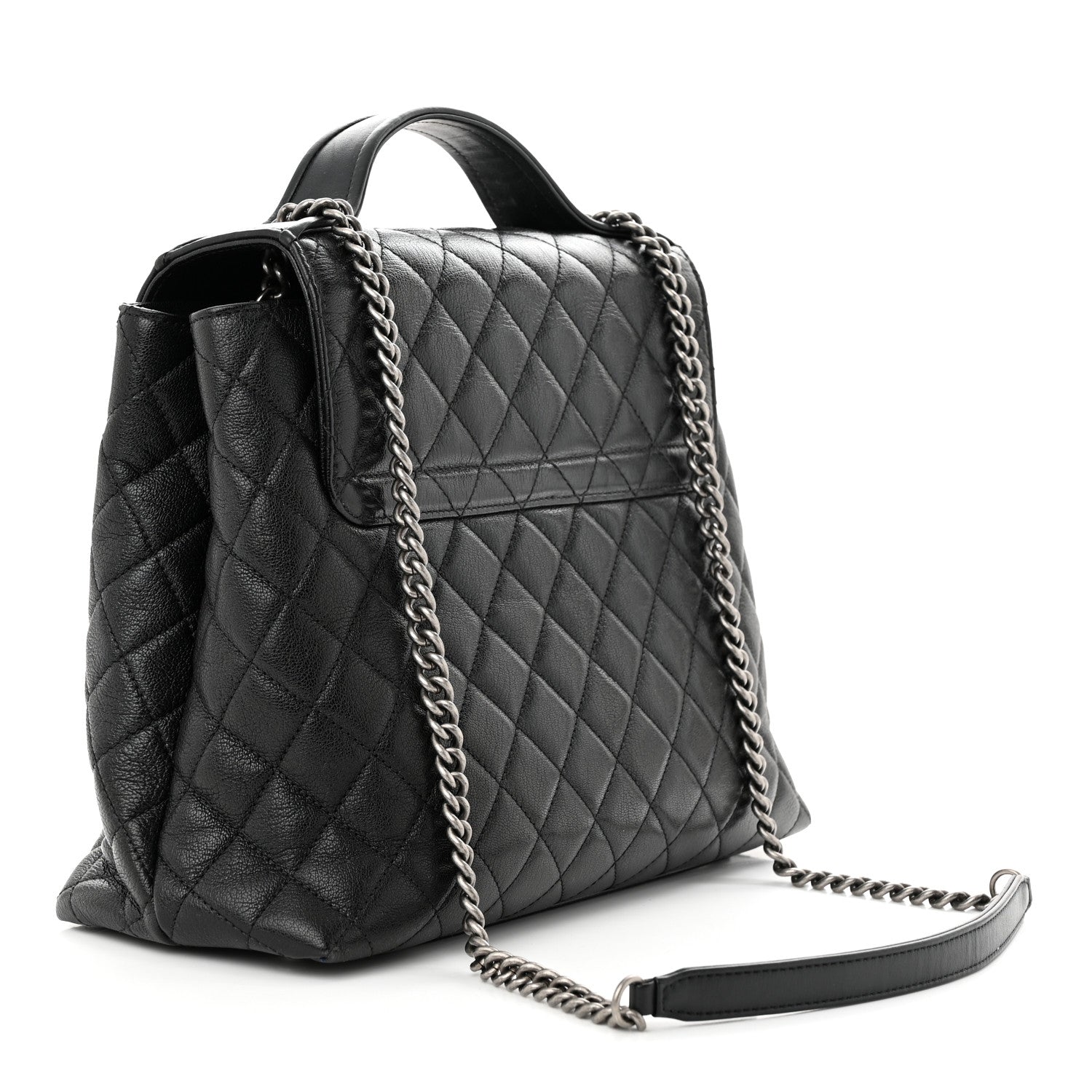 Chanel Goatskin Quilted Small CC University Shopping Tote Black 3 of 11