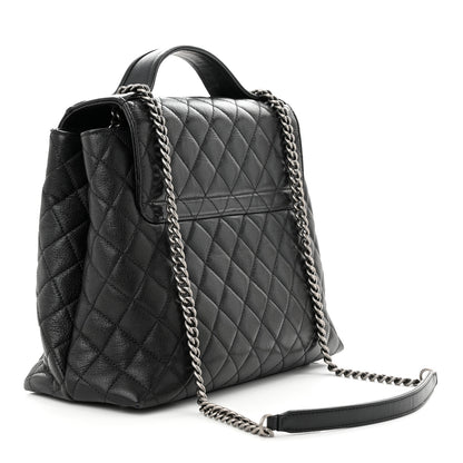 Chanel Goatskin Quilted Small CC University Shopping Tote Black 3 of 11