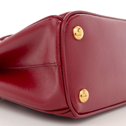 Prada Saffiano Vernice Mini Galleria Double Zip Tote Scarlatto 10 of 11