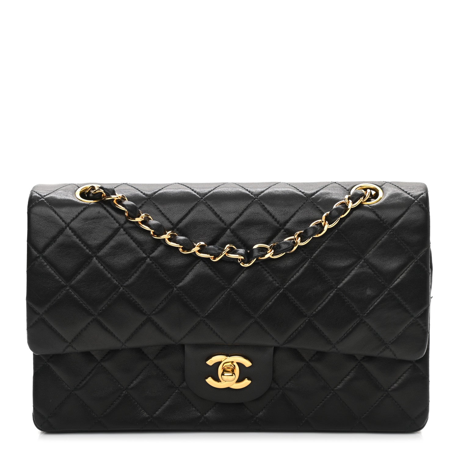Chanel Lambskin Quilted Medium Double Flap Black 1 of 12
