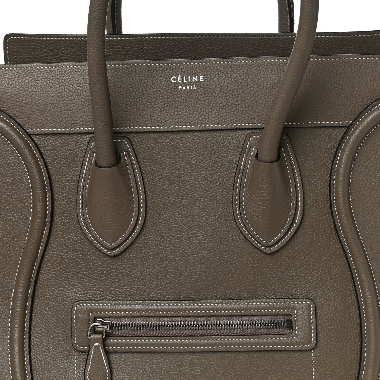 Celine Drummed Calfskin Mini Luggage Souris 7 of 9