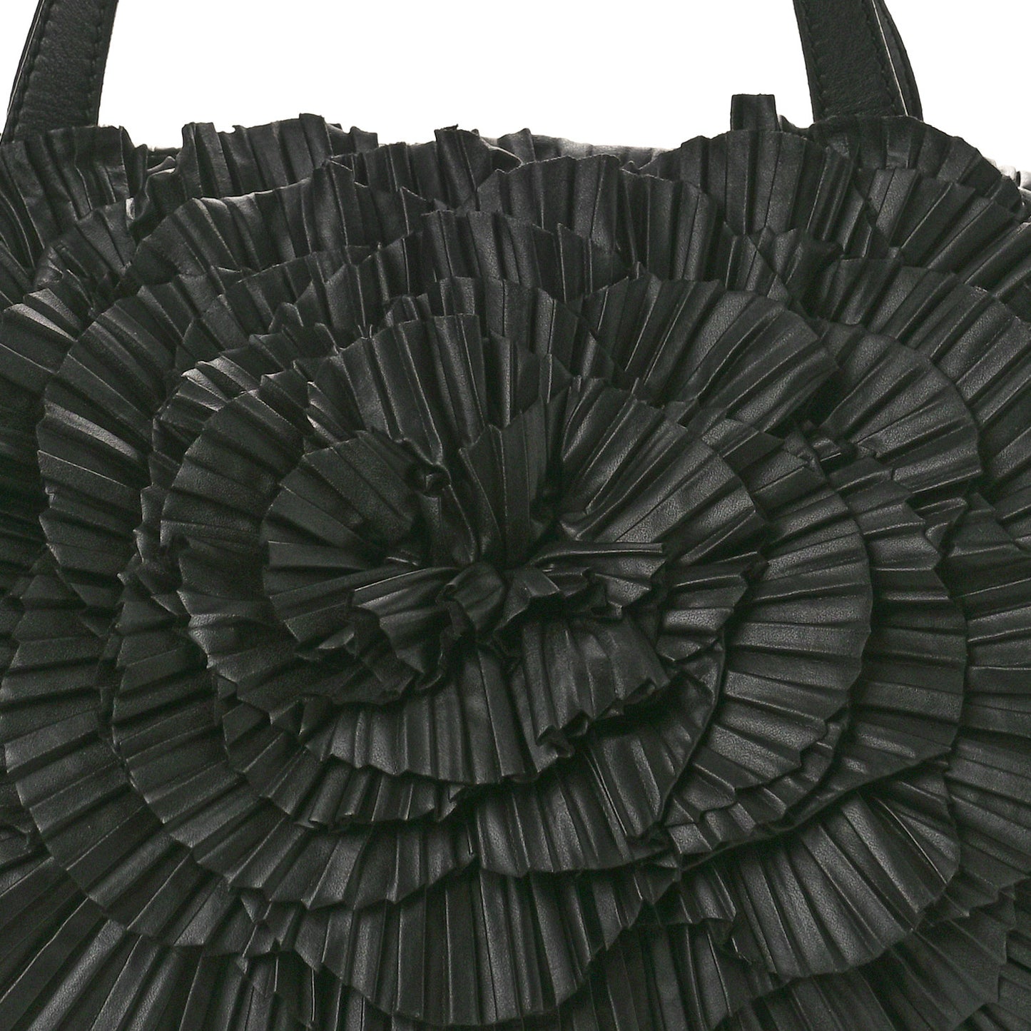 Nappa Pleated Petale Tote Black