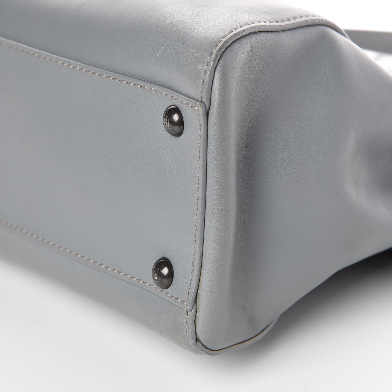 Fendi Vitello Suede Medium Peekaboo Iconic Satchel Grigio Chiaro 16 of 20