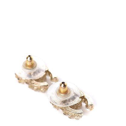 Chanel Crystal CC Earrings Gold 3 of 5
