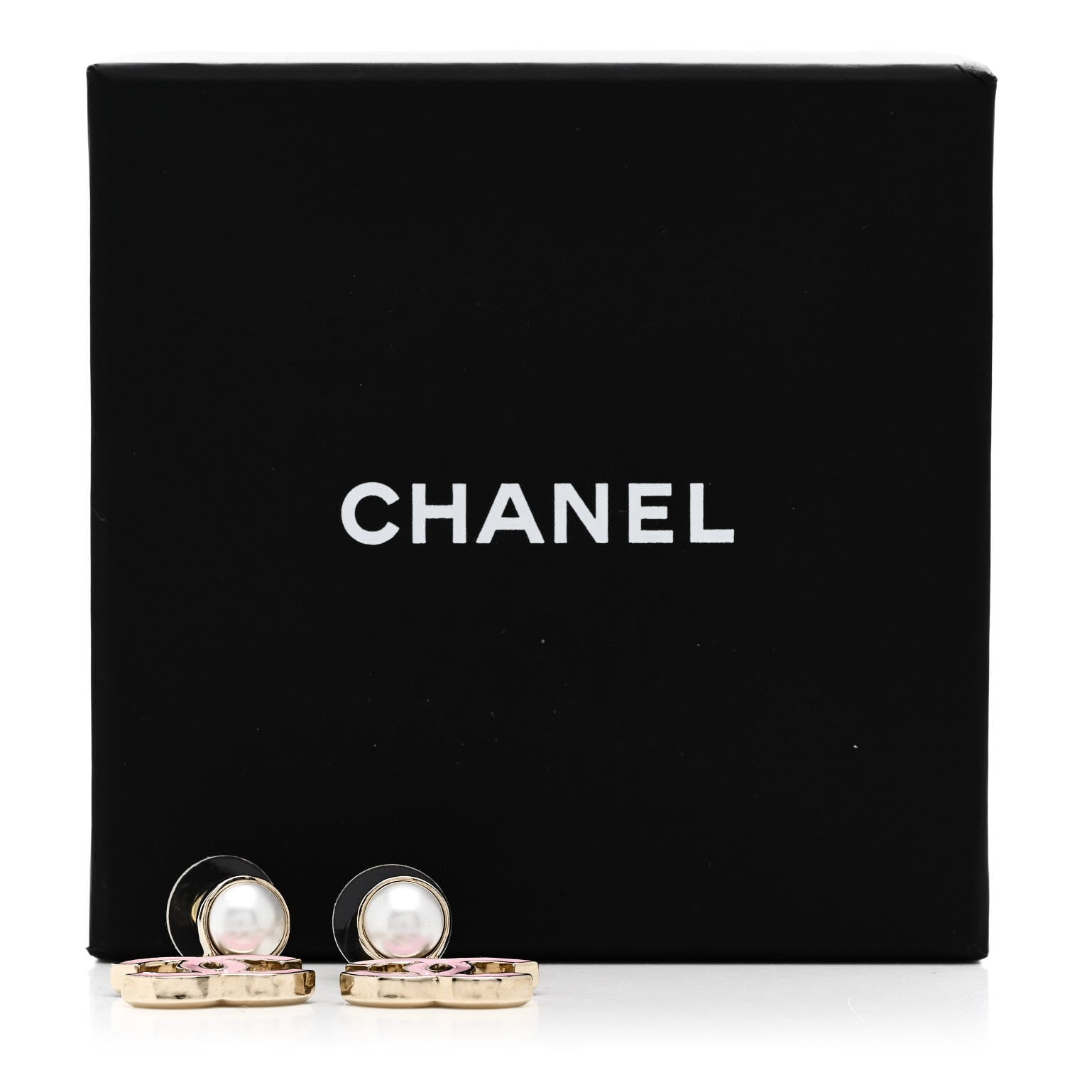Chanel Pearl Enamel CC Drop Earrings Pink 5 of 5