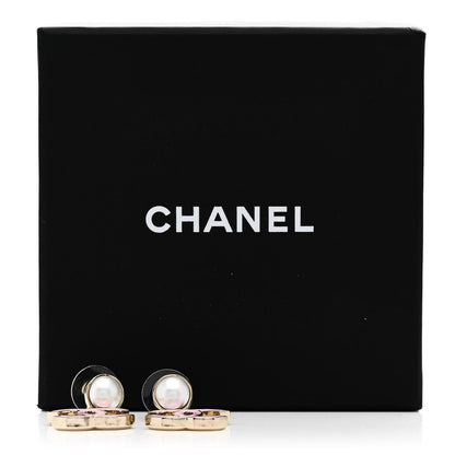 Chanel Pearl Enamel CC Drop Earrings Pink 5 of 5