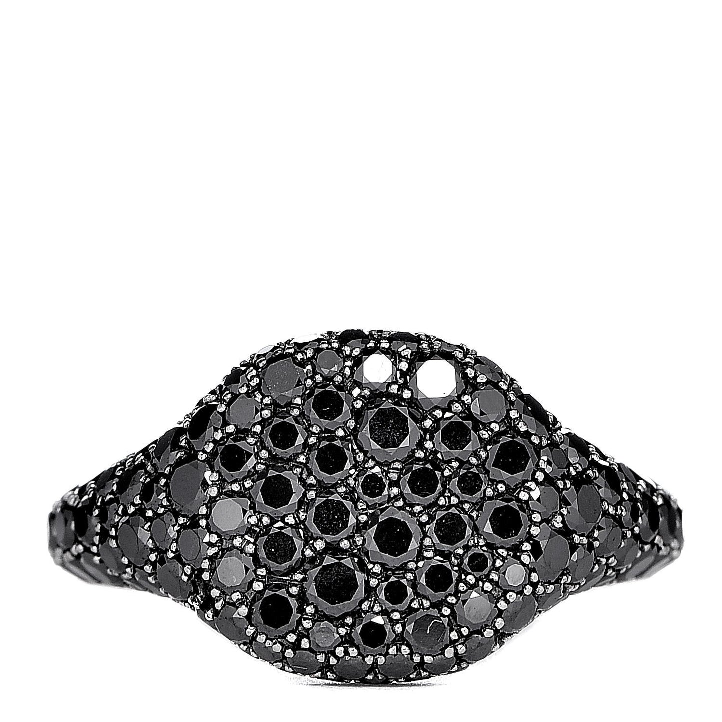 18K White Gold Black Diamond Pave Pinky Ring 45 3.5