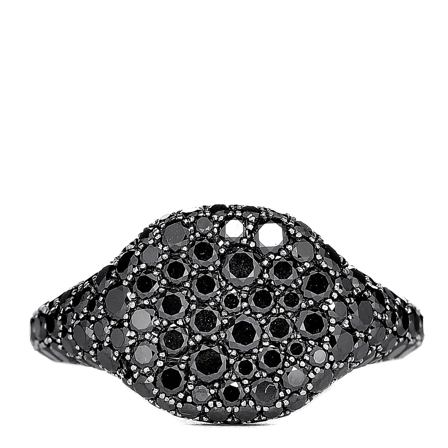 David Yurman 18K White Gold Black Diamond Pave Pinky Ring 45 3.5 1 of 7