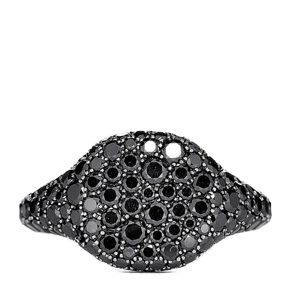 David Yurman 18K White Gold Black Diamond Pave Pinky Ring 45 3.5 1 of 7