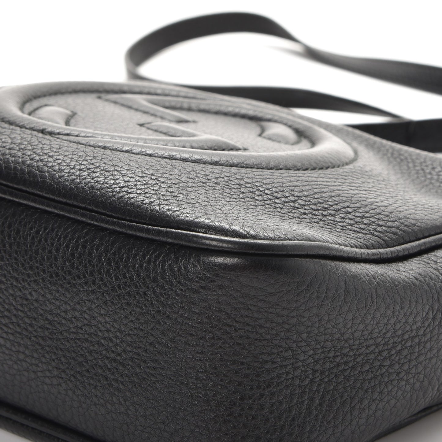 Pebbled Calfskin Small Soho Disco Bag Black