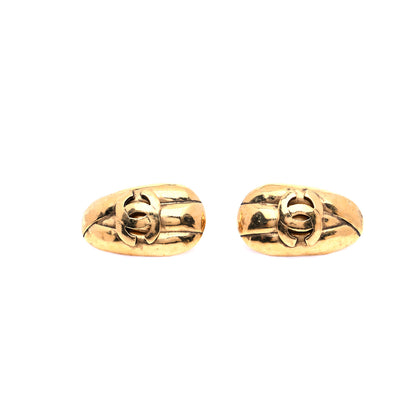 Chanel Oval CC Clip On Earrings Gold 3 of 7